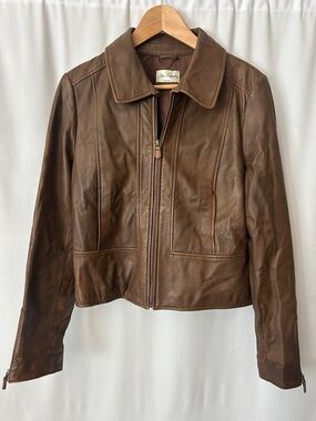 Alice Temperley for Target Brown Buttery Soft Leather Bomber Jacket *Approx. M*